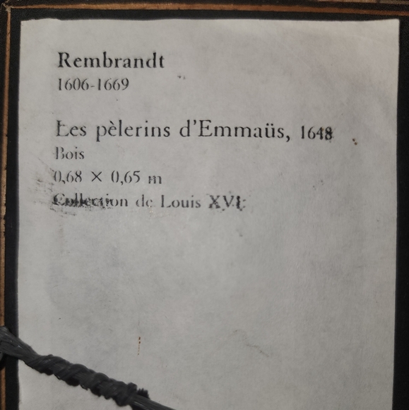 Vintage Rembrandt "Supper at Emmaus, 1648" Miniature Framed Print 6.5"X6.5"X0.5" - Picture 9 of 14